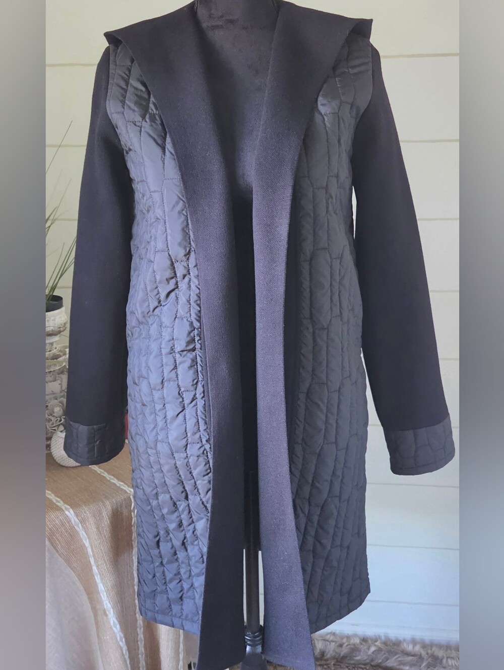 Frank Lyman Open Front Hooded Jacket High End Quiet Luxury Preppy Trench 253759